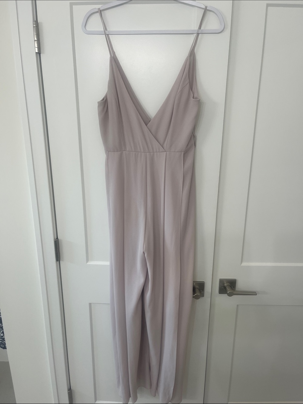Spaghetti strap V-Neck Wide-Leg Jumpsuit - Soft Taupe